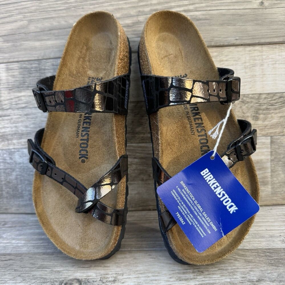 Birkenstock Mayari Microfiber Gator Gleam Copper Sandal Women Size New